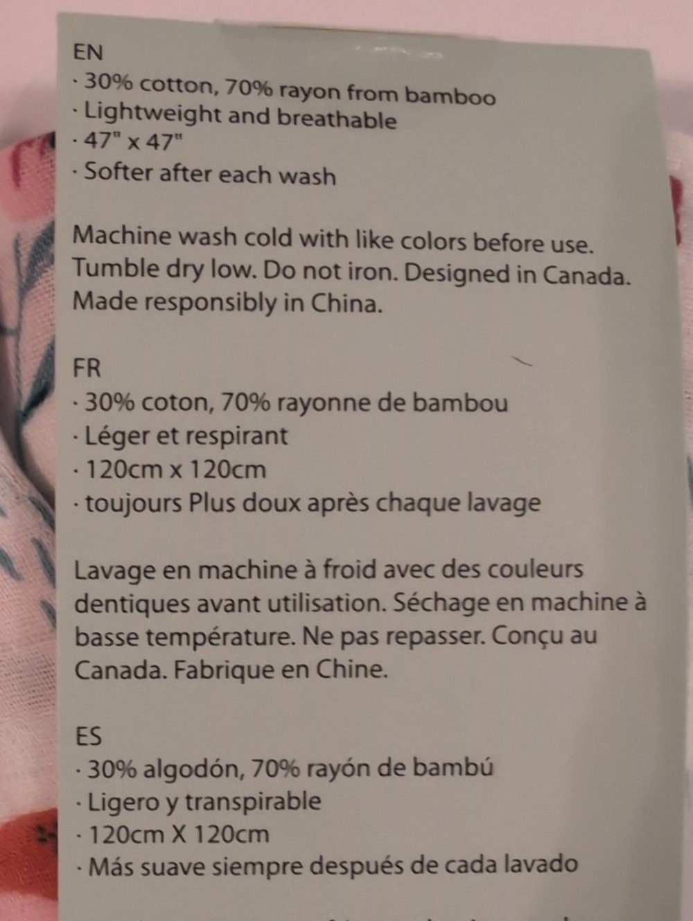 Loulou Lollipop Floral Muslin Swaddle Blanket 47x47 - Picture 3 of 4